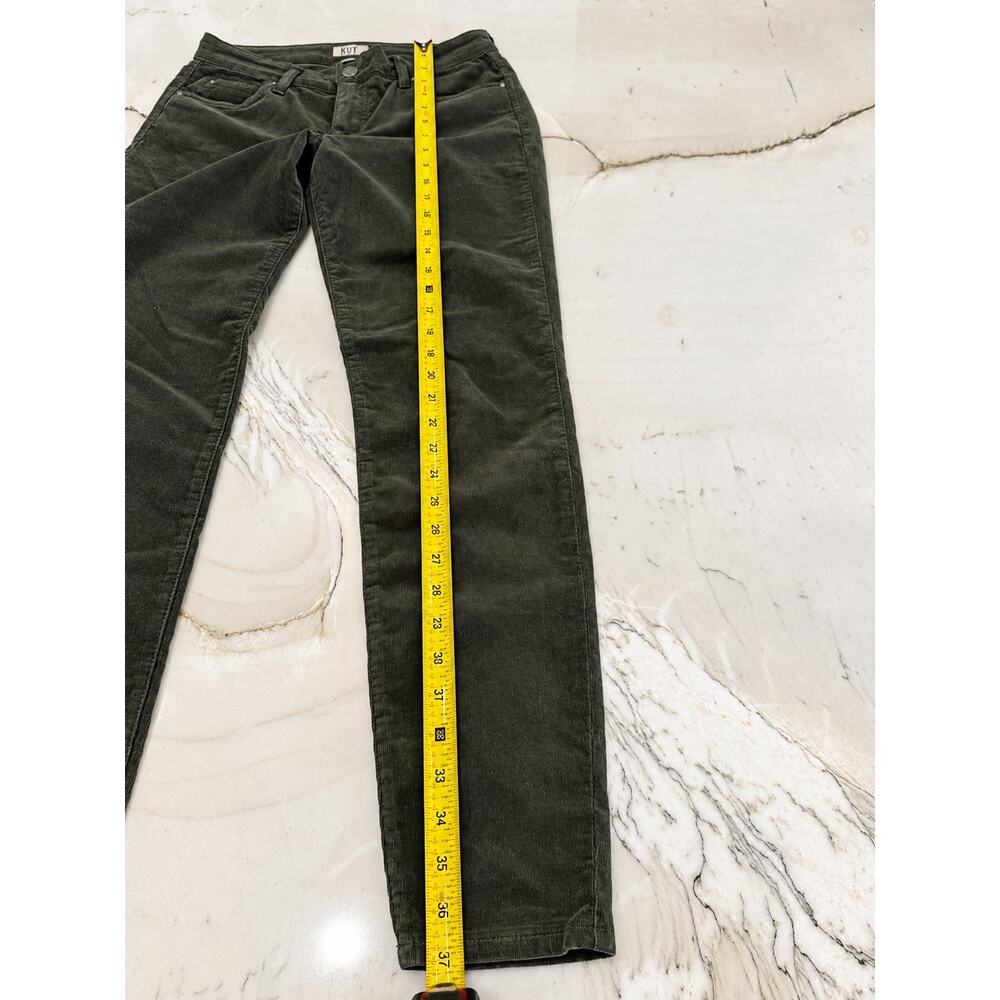 Quiet Luxury Preppy Heritage Olive Corduroy Skinny Pants KUT Diana Stretch 4 - Picture 9 of 14